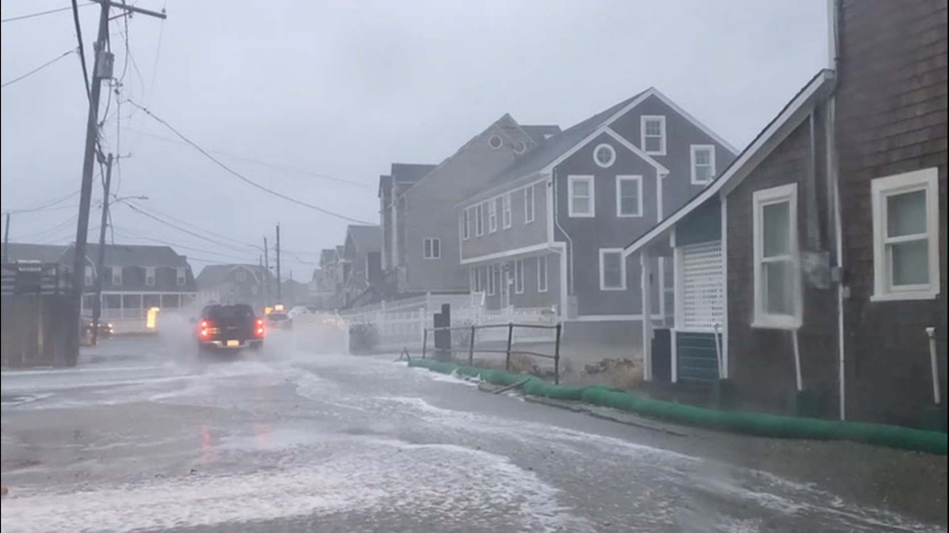 A powerful storm blew rain throughout the town of Scituate, Massachusetts, on Dec. 5, causing minor flooding throughout the town.