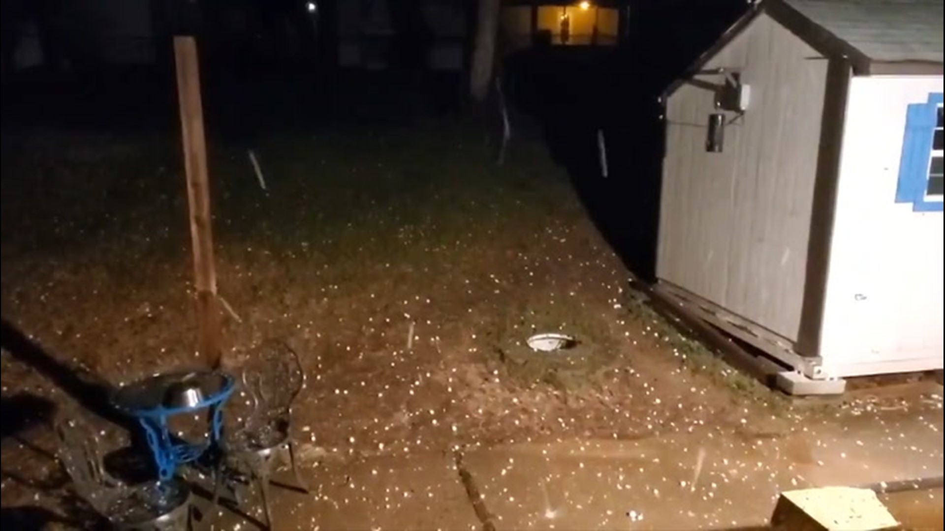 Hail pinged off the ground as a storm pushed over St. Louis, Missouri, on March 27.
