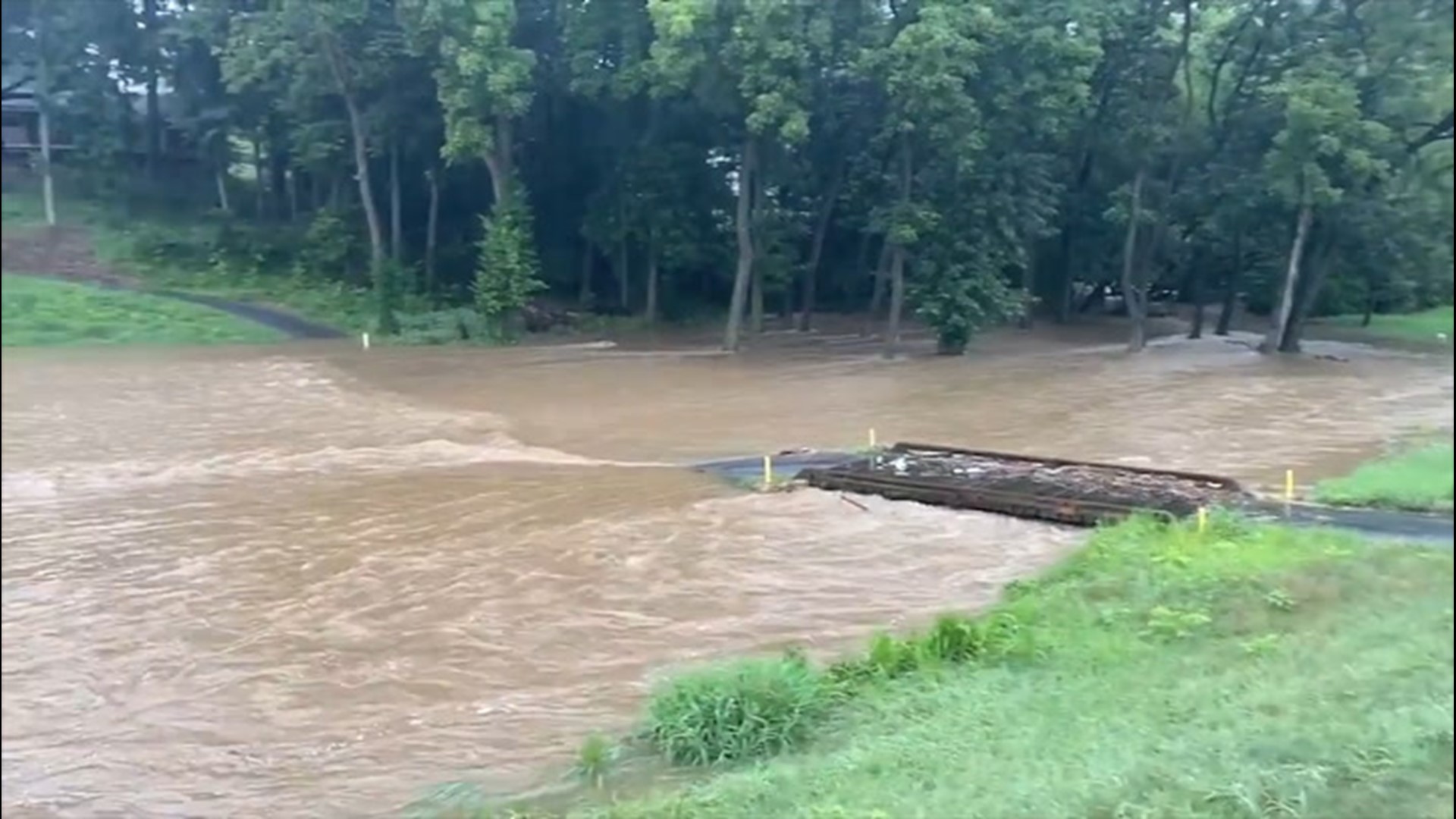 A small creek in Lancaster, Pennsylvania, overflowed its banks on Aug. 7, and carried a massive amount of muddy water downhill.