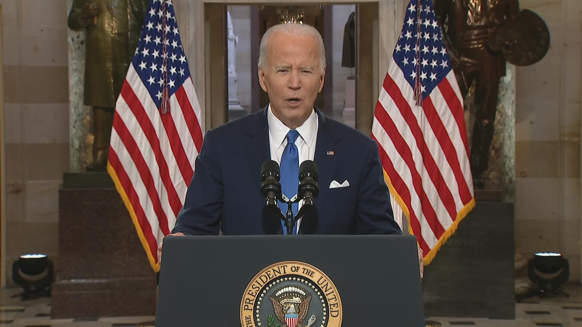 Biden said Trump spread a "web of lies" because he cared more about power than the will of the people.