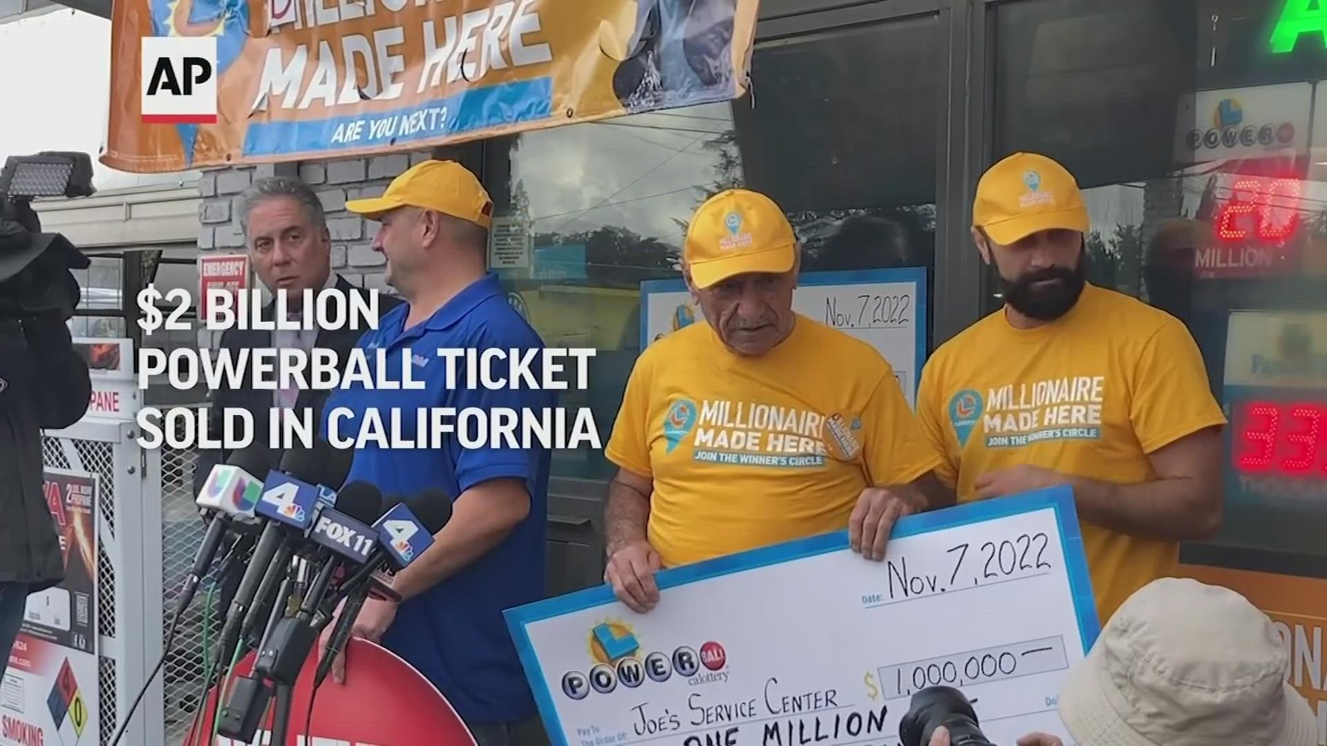 The California Service Center that sold the $2.04 billion jackpot Powerball ticket will receive a maximum Powerball bonus of $1 million.