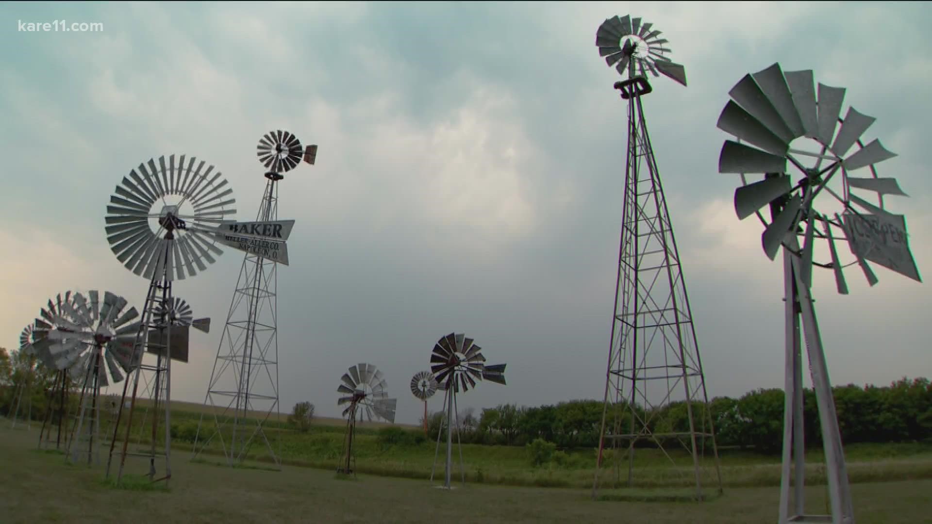 Terry Rodman cares for 44 old windmills he's assembled from around the world.