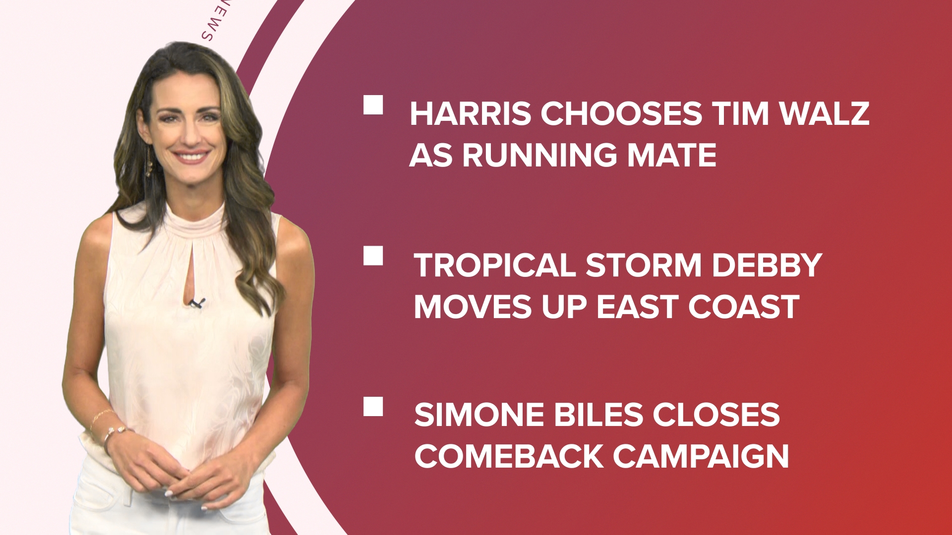 A look at what is happening in the news from Kamala Harris choosing Tim Walz as her VP to damage from Hurricane Debby.