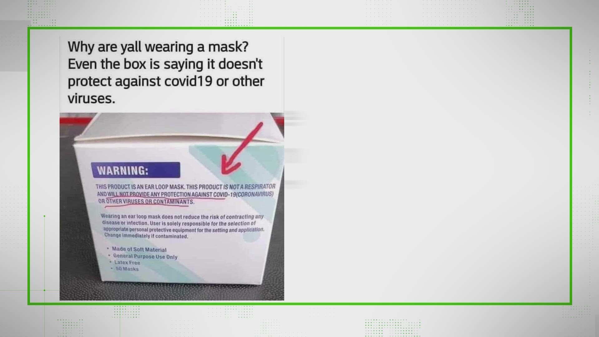 Some face mask boxes warn that the masks can't actually protect against COVID-19. The CDC has an explanation.