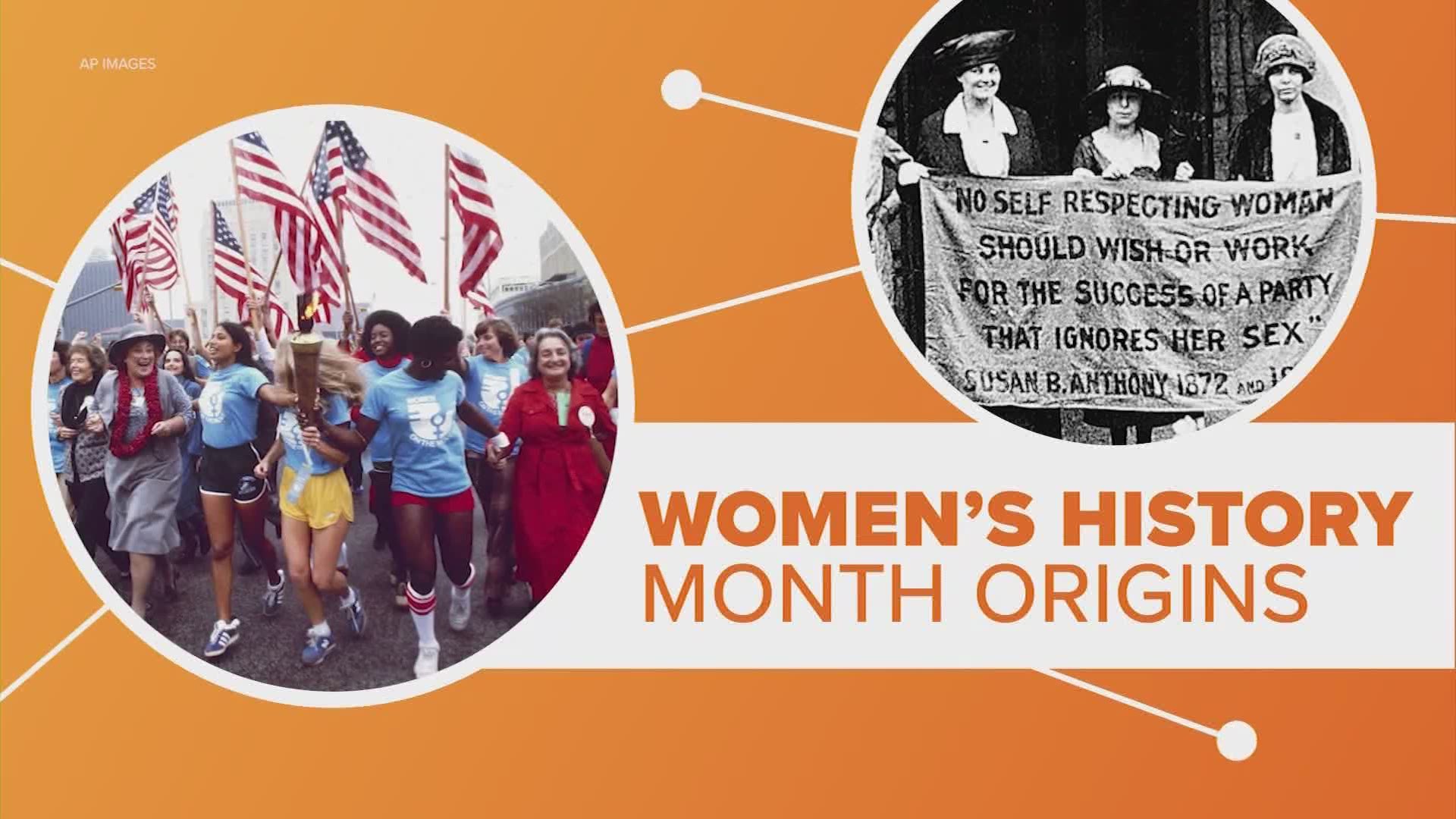 The origins of women’s history month are traced back to a school teacher Molly Murphy MacGregor in Sonoma County California in the 1970s.