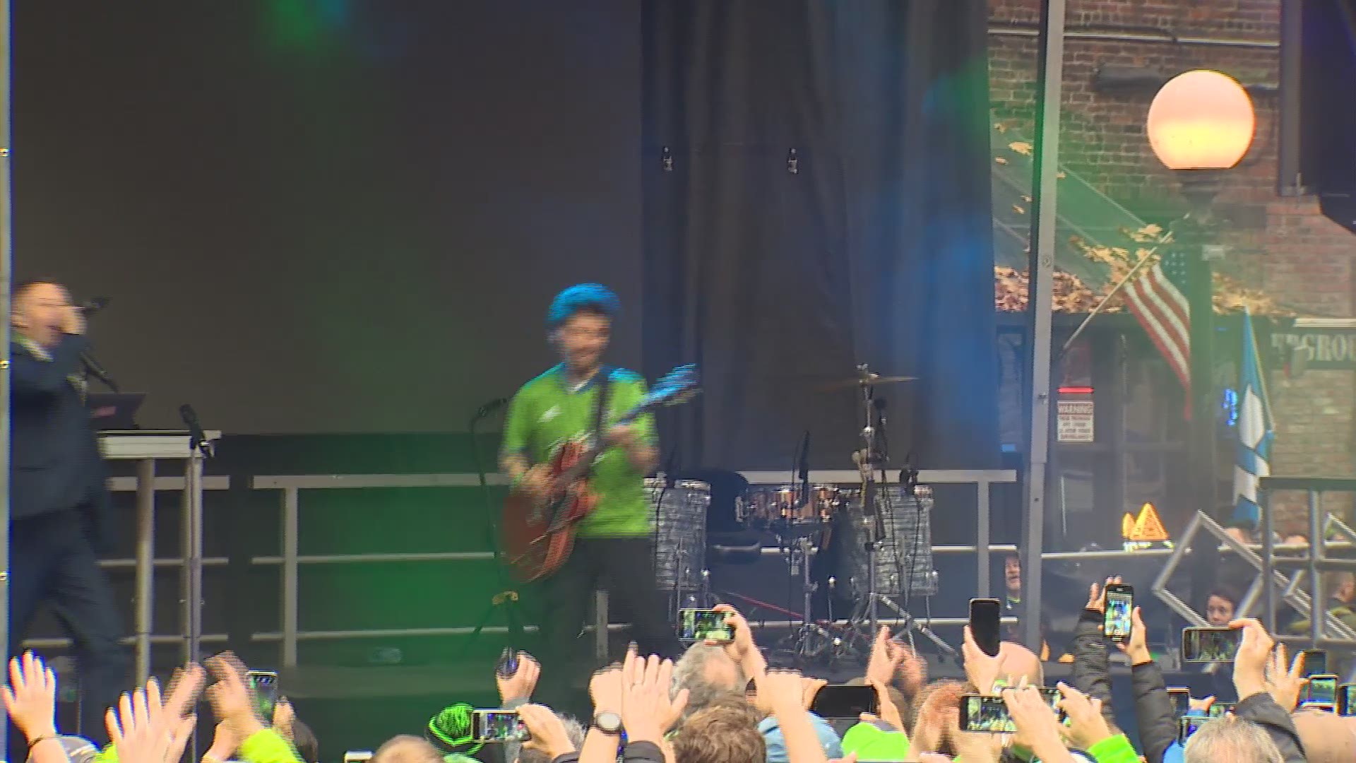 Macklemore performed in Pioneer Square Sunday for Sounders fans ahead of the MLS Cup.
