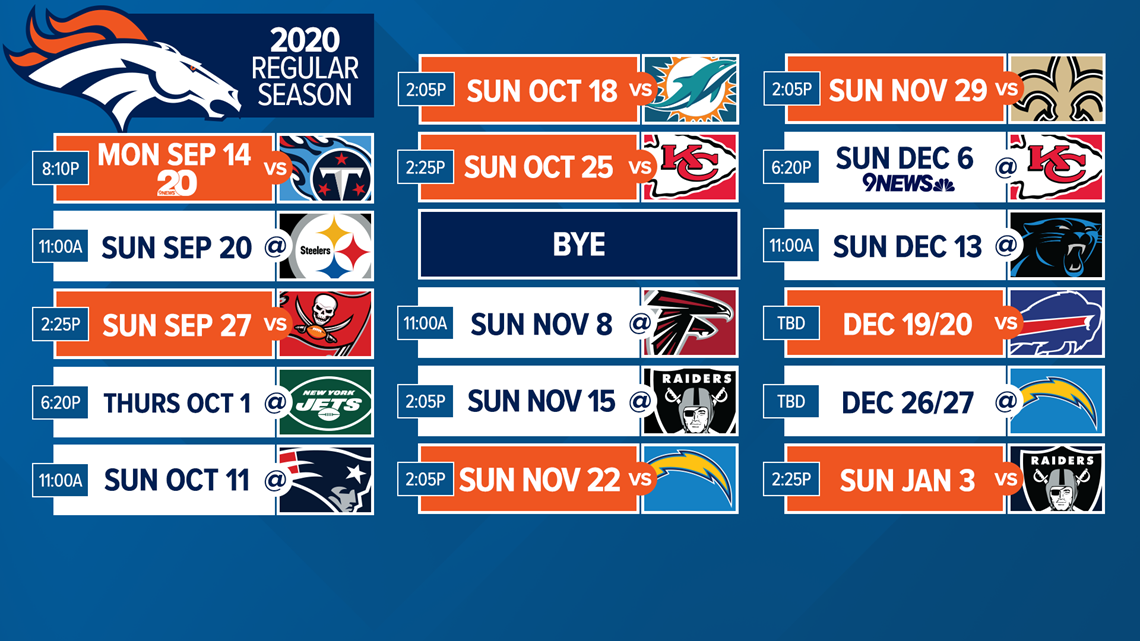 Denver Broncos Schedule 2022-2023 Printable
