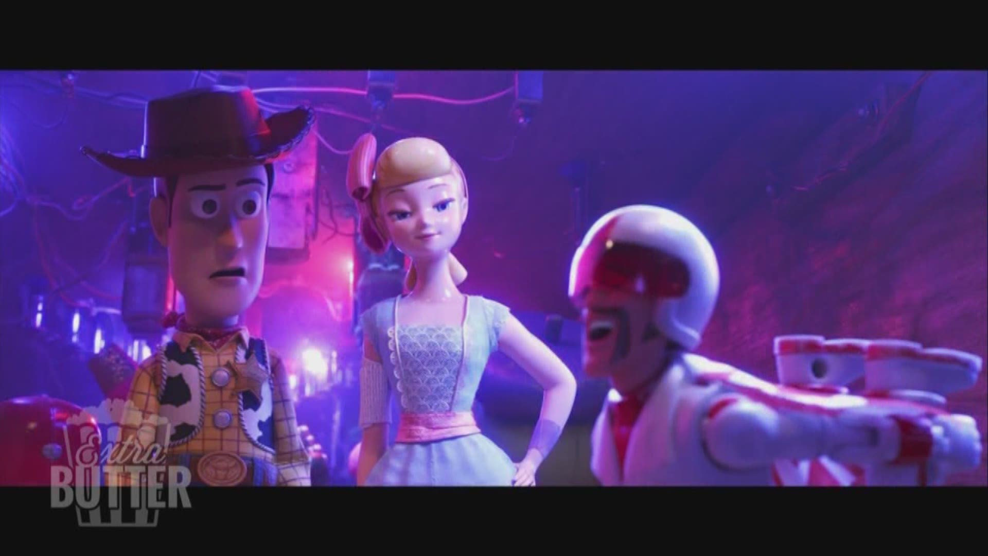 Extra Butter visits Pixar Animation Studios to talk about 'Toy Story 4.' Hear from Annie Potts, the voice of Bo Peep. Also, Keanu Reeves talks about his new character, Duke Caboom.