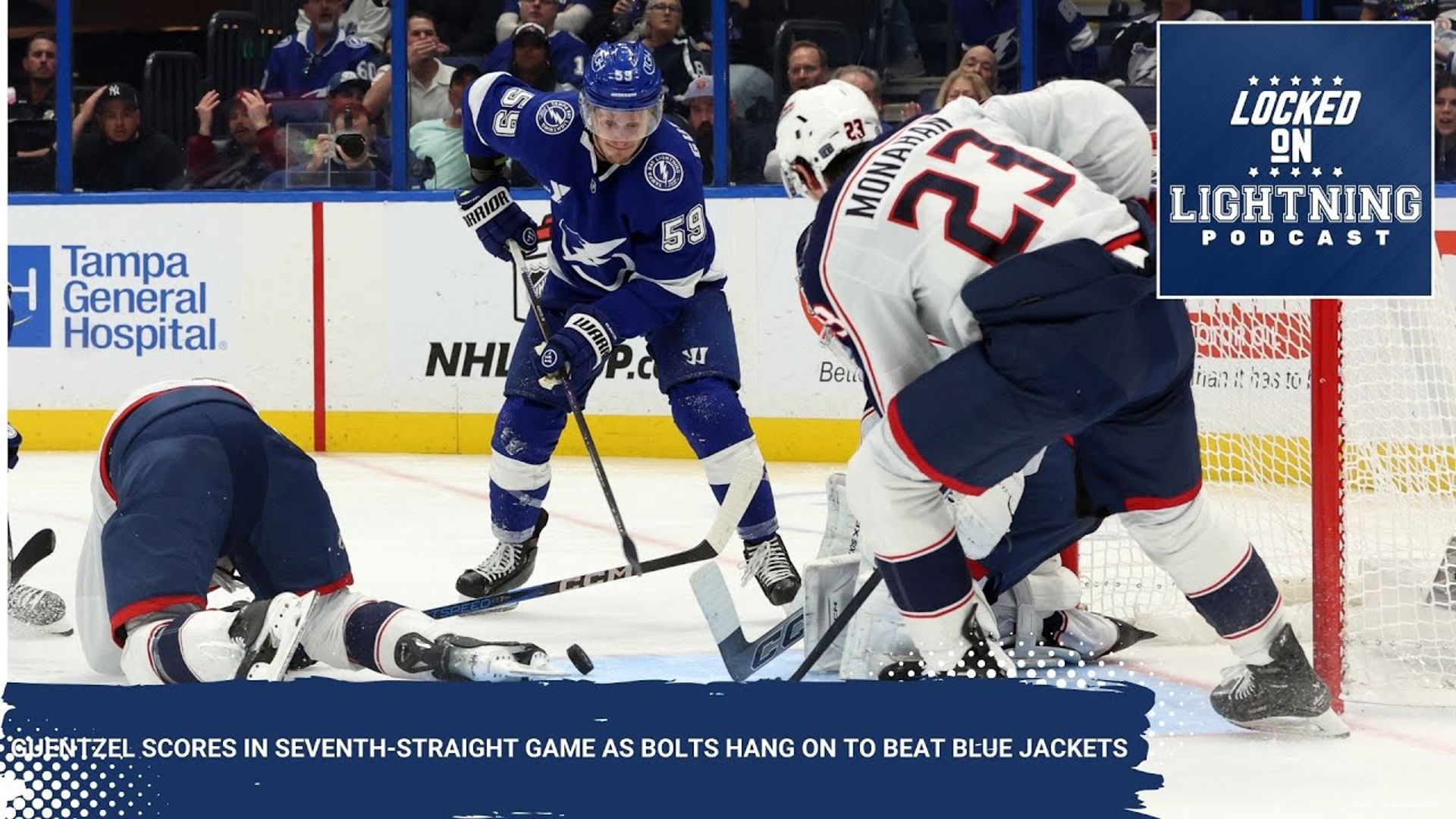 Despite scoring the first four goals at home, the Lightning were forced to stave off a third-period comeback to earn their third-straight win 5-3 against Columbus.