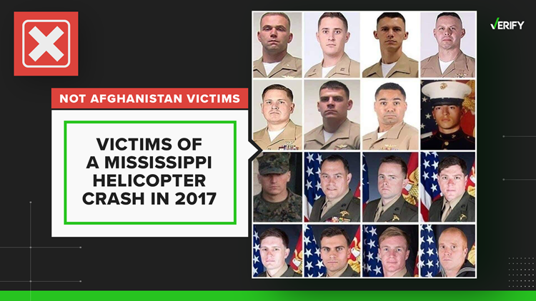 No, this graphic does not show the 13 service members killed in Afghanistan. It’s actually from 2017