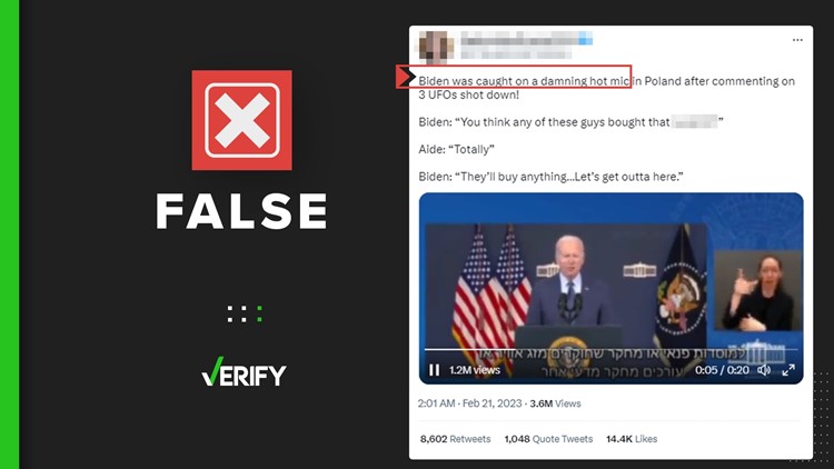 Viral video of President Biden’s ‘hot mic’ after spy balloon press conference is doctored