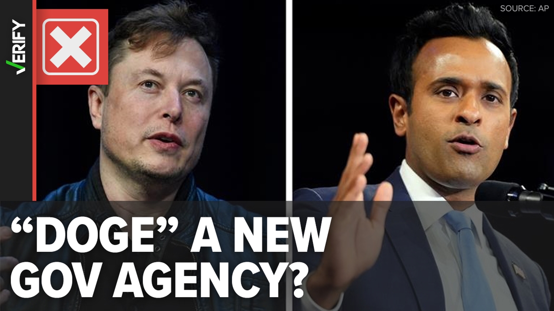 Trump has announced that Elon Musk and Vivek Ramaswamy will lead "DOGE," but it’s not a new federal agency and the two men won't be government employees.