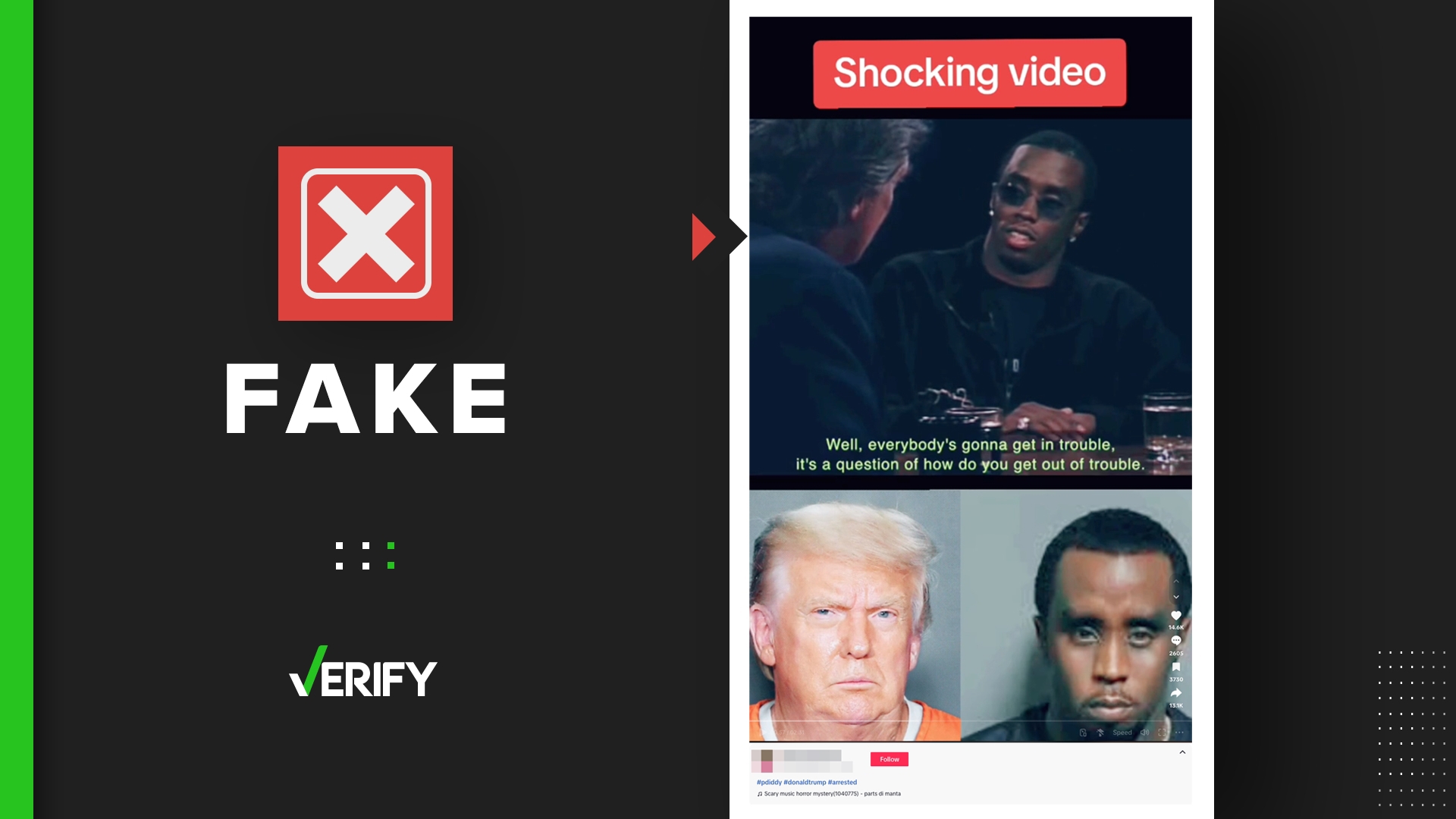 A video clip that appears to show an interview between former President Donald Trump and Sean “Diddy” Combs is not real