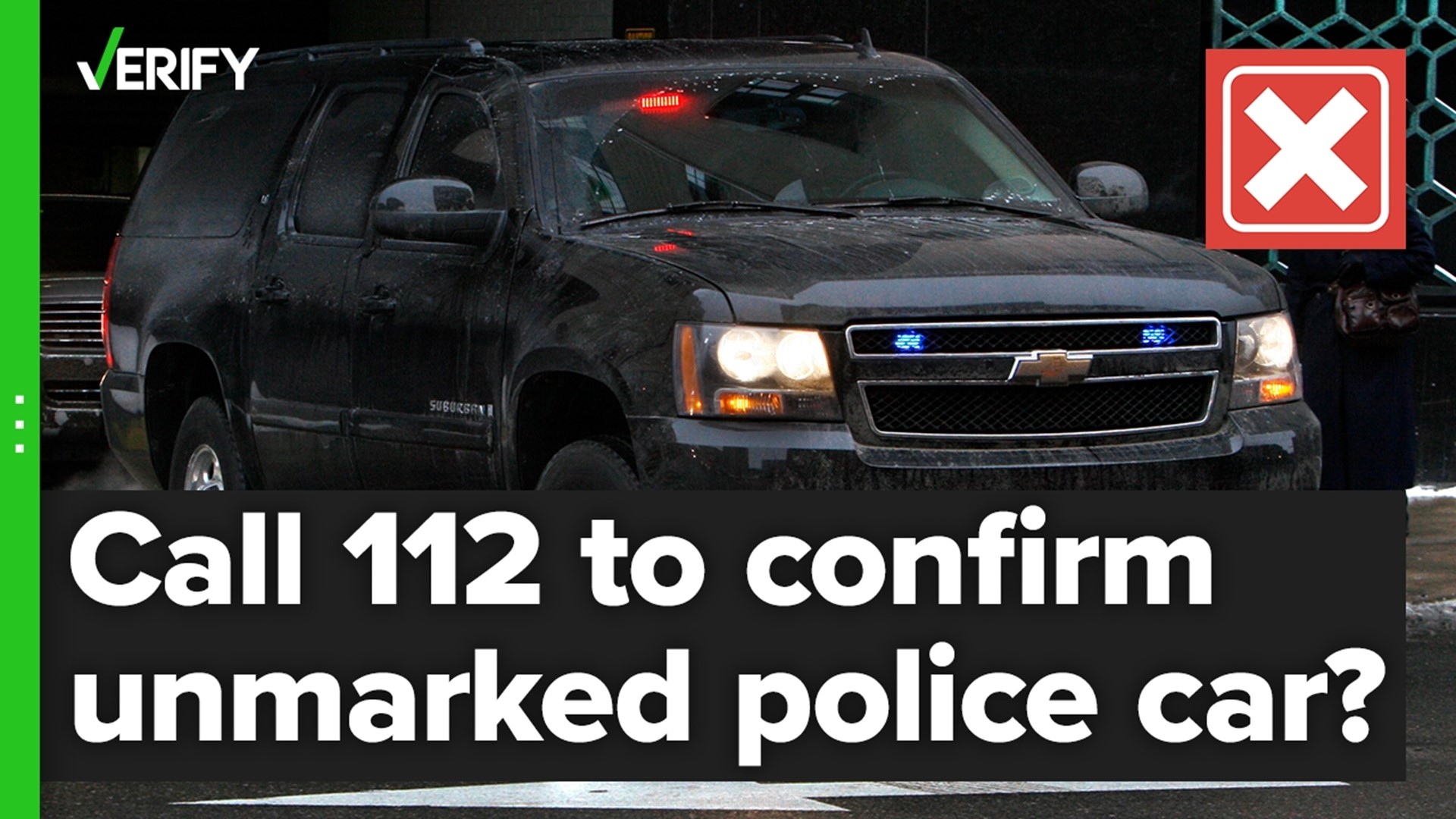 You should not call 112 to confirm the identity of an unmarked police car. The only phone number to contact law enforcement that’s consistent everywhere is 911.