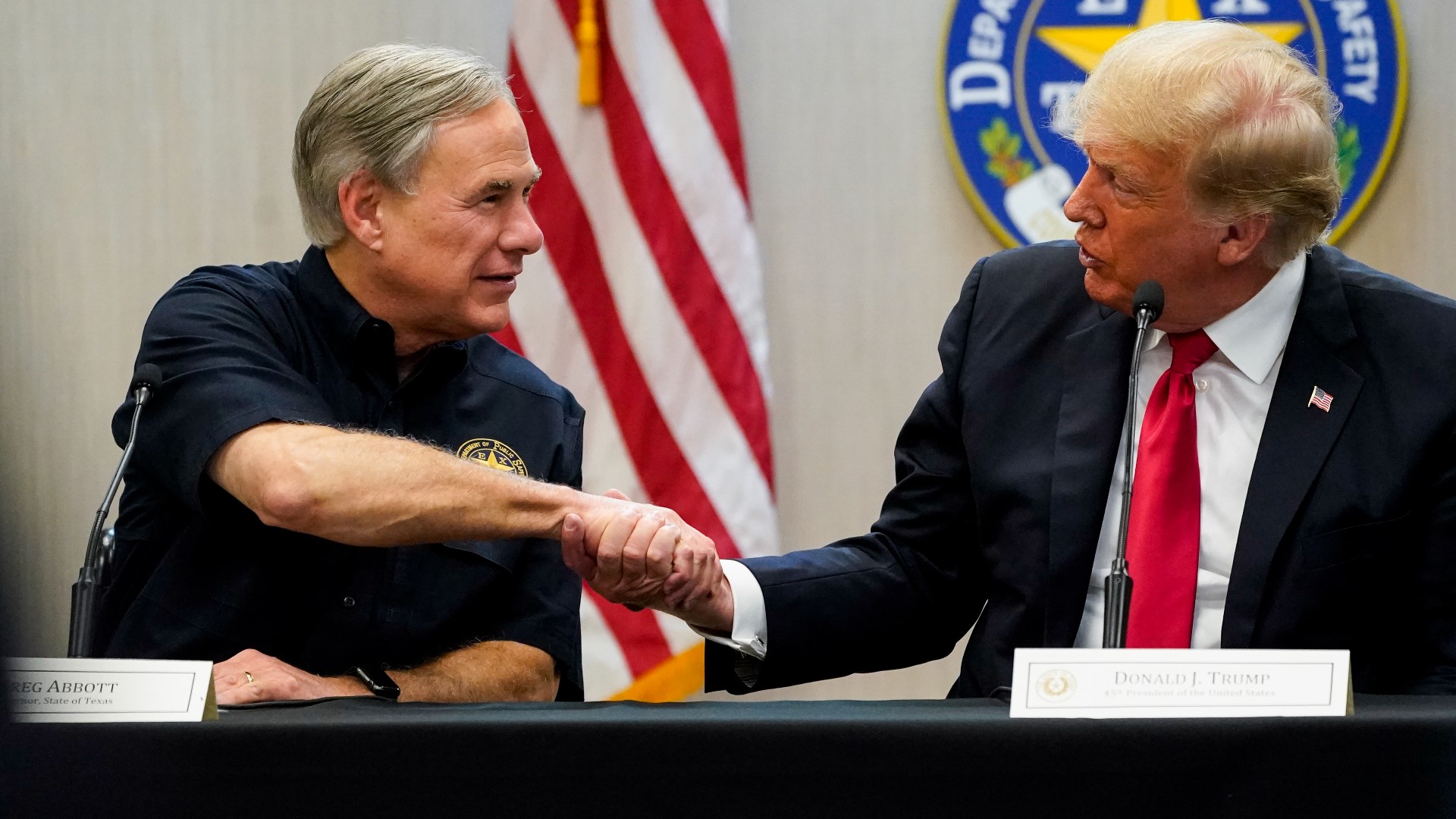 Former President Donald Trump and Gov. Greg Abbott spoke before visiting the unfinished border wall in Texas.