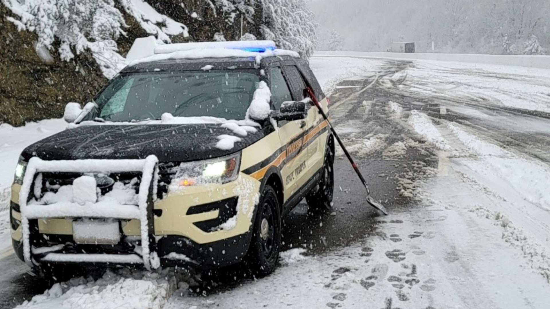 When semi-trucks and cars stalled out, Anderson County Trooper Jacob Wiser literally grabbed a shovel and started digging people out to keep traffic moving.