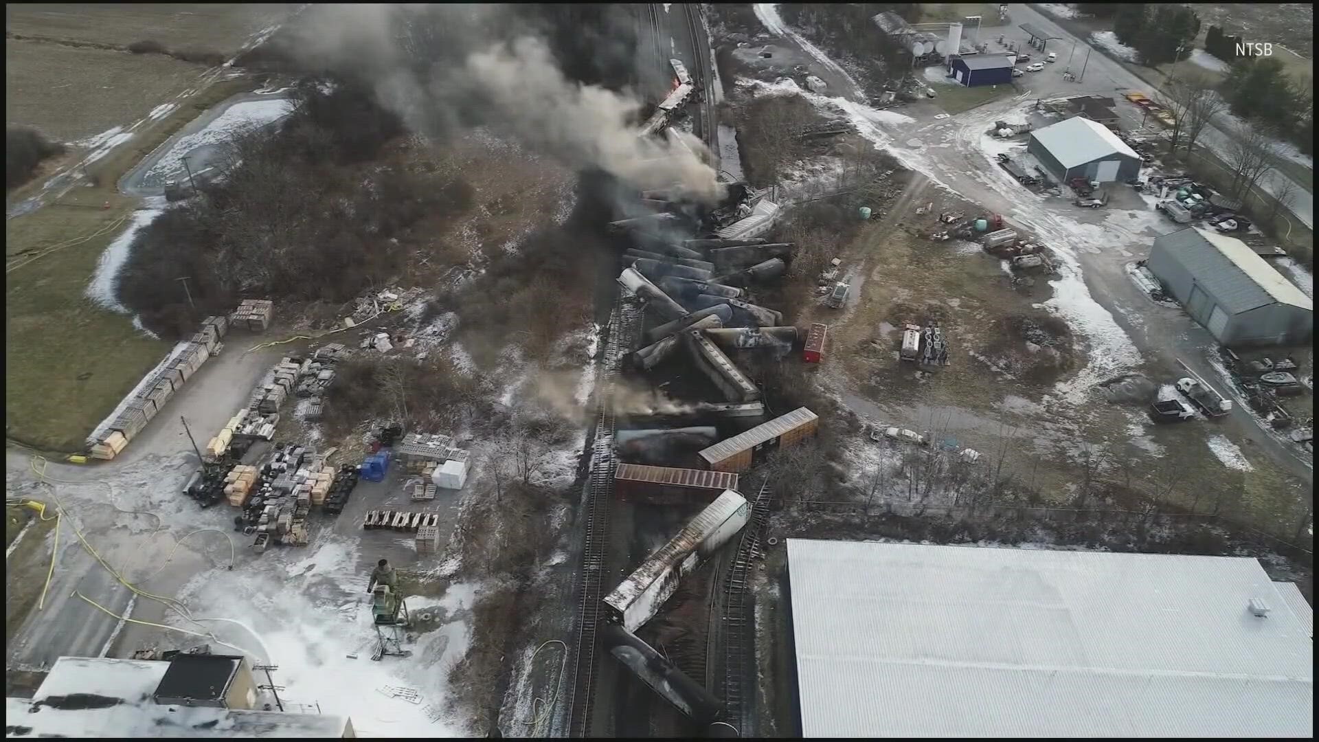 Truckload shipments of contaminated soil and liquid waste from the train derailment site were temporarily paused over the weekend.