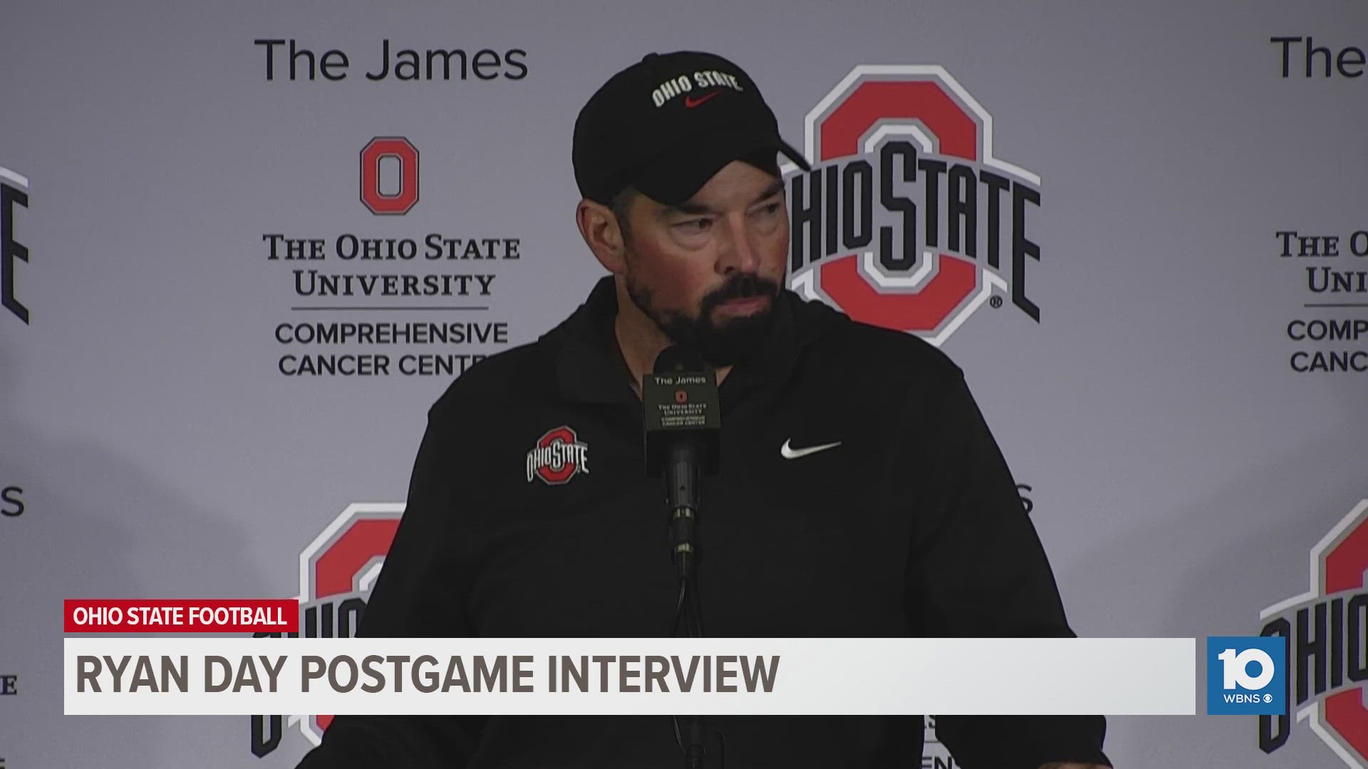 Ohio State head coach Ryan Day discusses his team's close win at home against Nebraska.