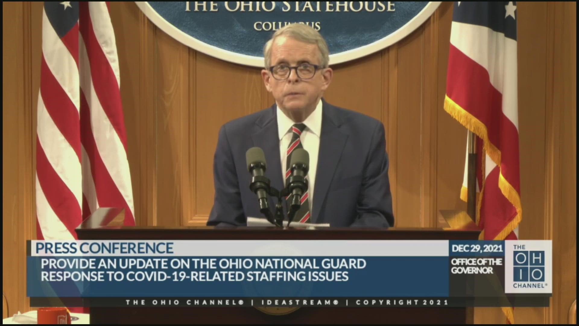 Governor Mike DeWine provided an update on the Ohio National Guard’s response to a surge of COVID-19 hospitalizations in the state.