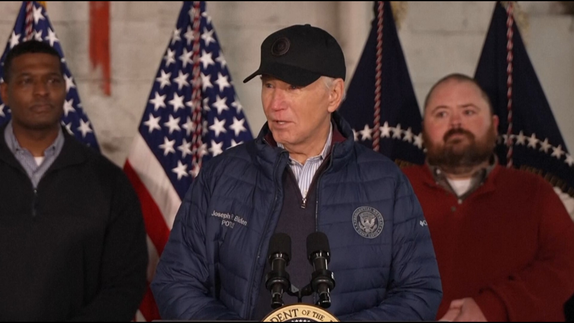 President Joe Biden visited East Palestine, Ohio Friday, more than a year after a Norfolk Southern train derailed.