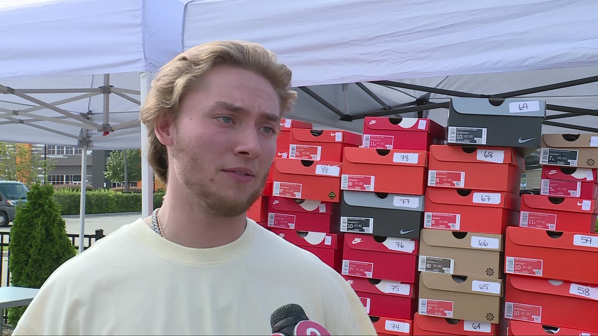 440 Kicks owner Hayden Speeth handed out over 100 pairs of shoes to kids in need in Cleveland.