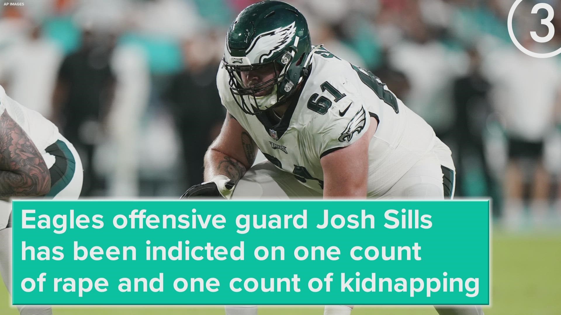 Philadelphia Eagles guard Josh Sills has been indicted on rape charges, Ohio Attorney General David Yost has announced.