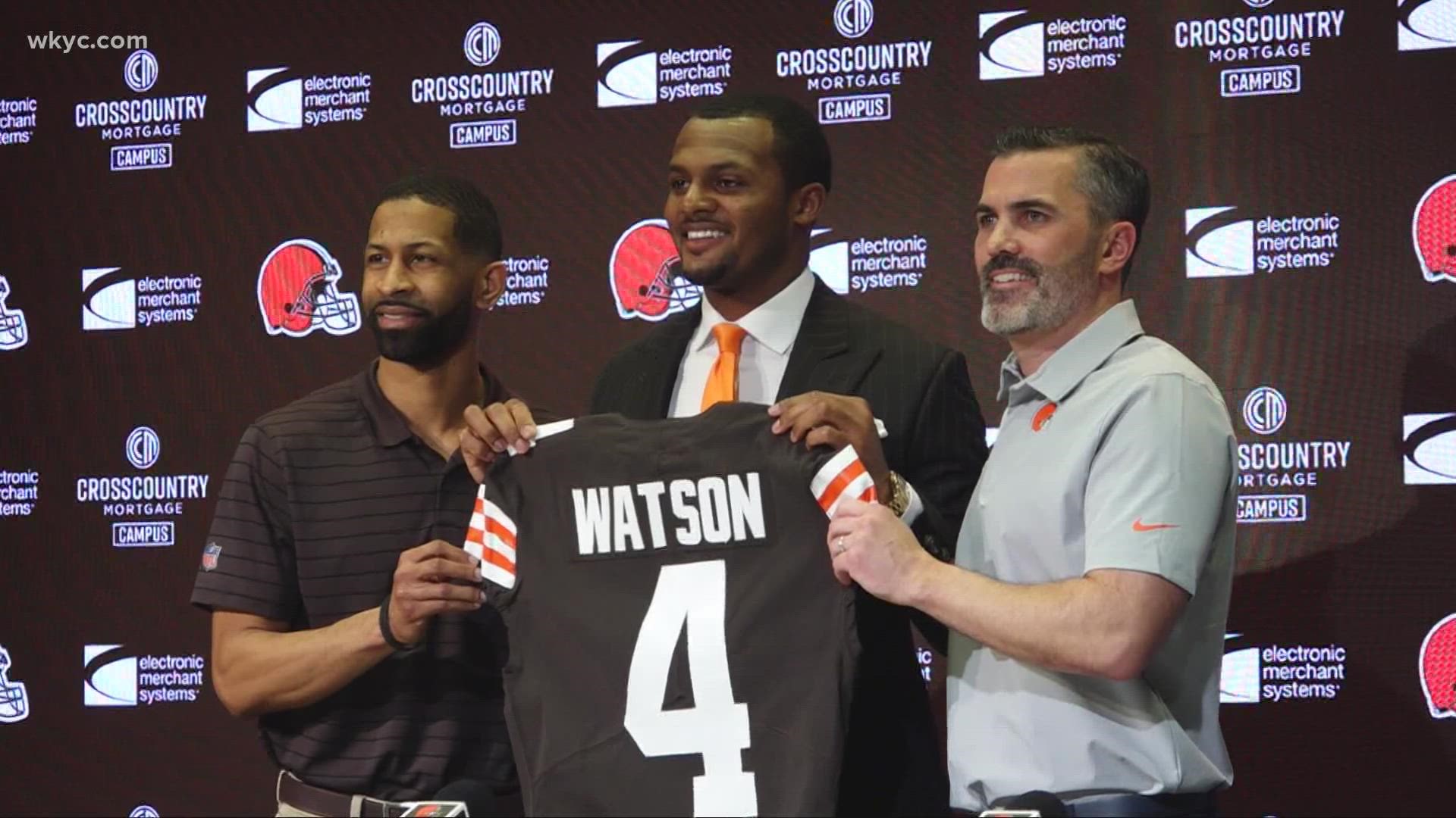 For the first time since being accused by 22 different women of sexual misconduct, Deshaun Watson spoke at a press conference on Friday.