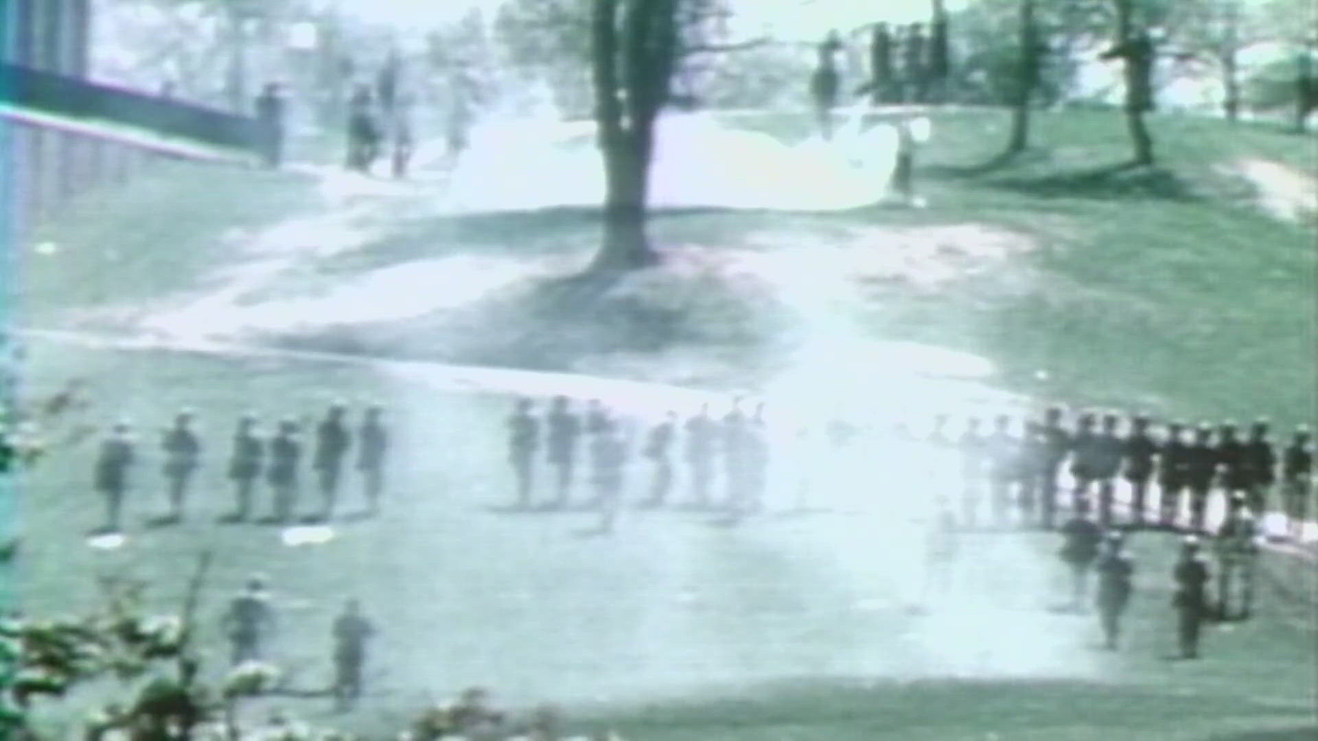 On May 4, 1970, the National Guard opened fire on unarmed students protesting the Vietnam War at Kent State. 4 were killed, 9 wounded.