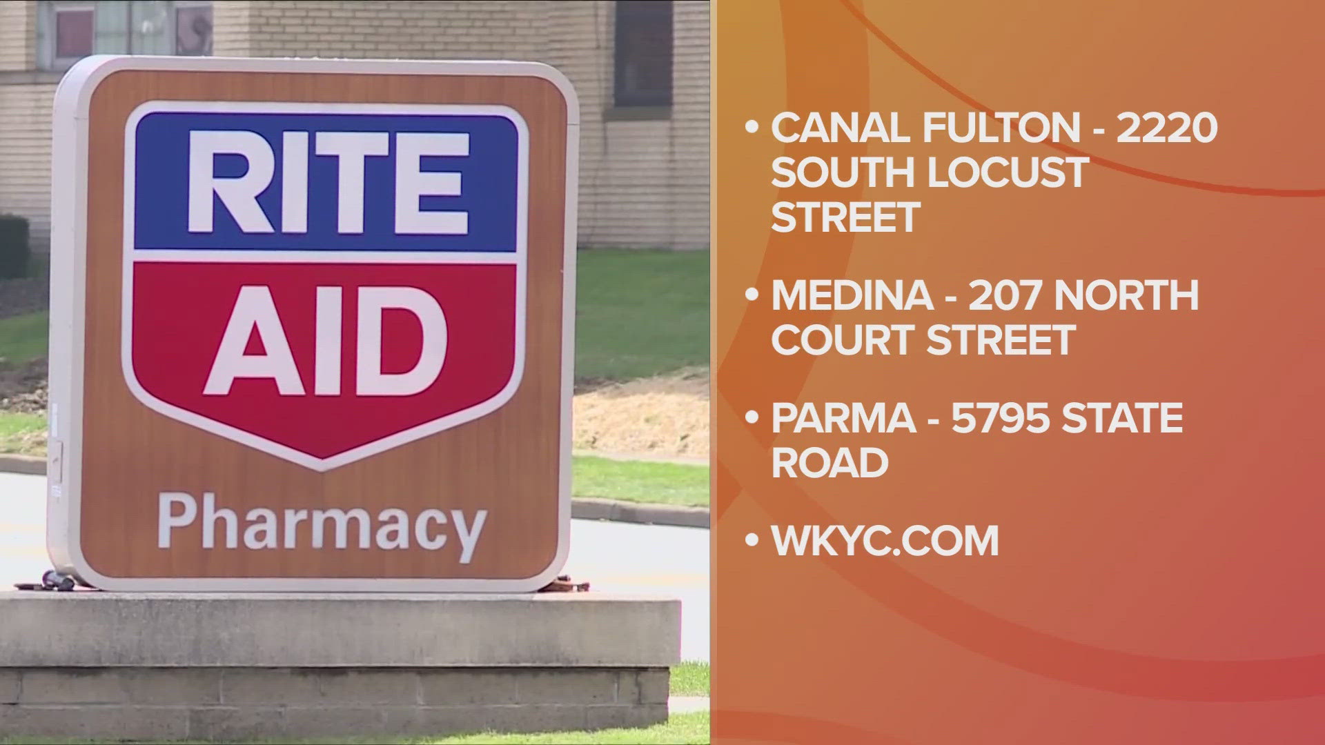 Among the area Rite Aid stores slated to close are locations in Parma, Canal Fulton, and Medina.