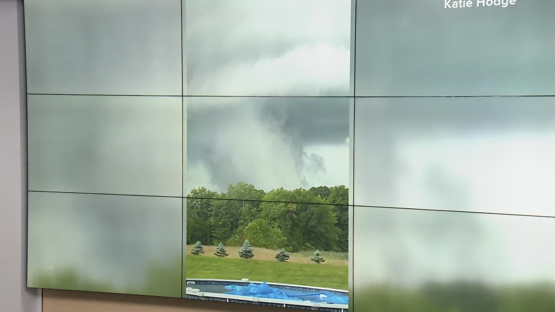 This funnel cloud was spotted in Harpersfield Township in Ashtabula County, which was under a tornado warning with Lake County at one point Sunday evening.