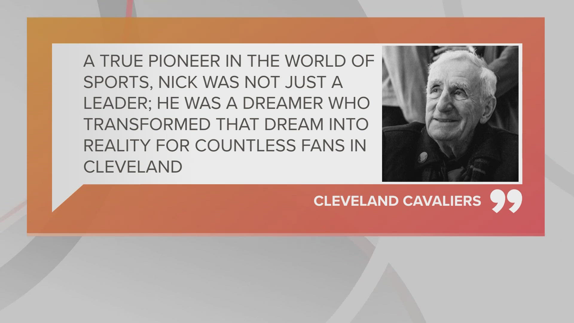 The Cleveland Cavaliers put out a statement on his passing calling him a true pioneer in the world of sports.