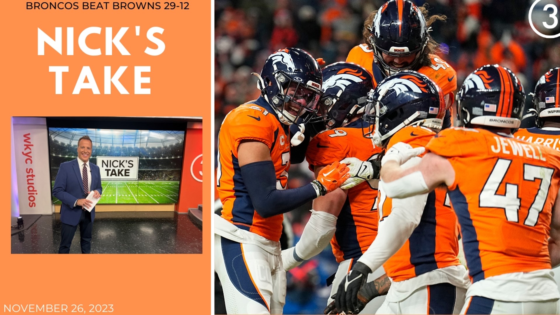 The Browns fall to 7-4 on the year, still in the thick of the postseason race but now losing a potential crucial tiebreaker to Denver, which is 6-5.