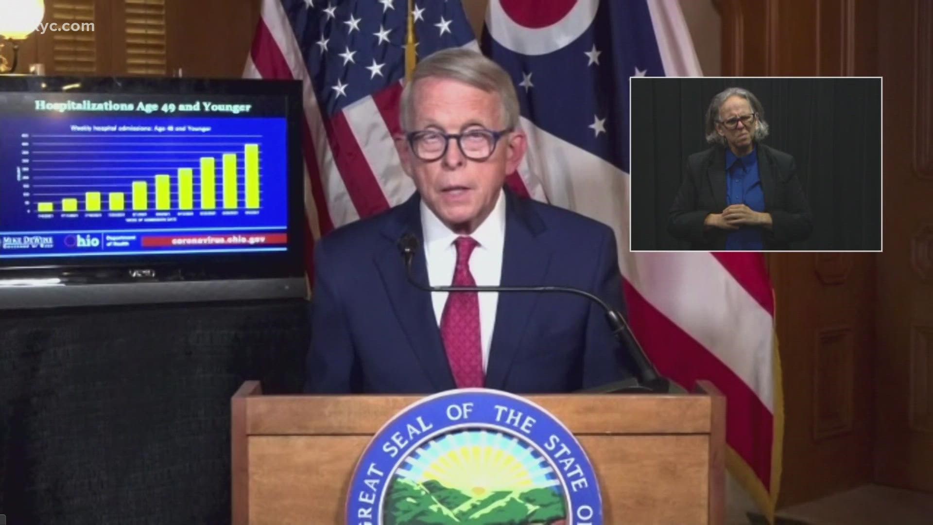 Ohio Governor Mike DeWine revealed on Tuesday that people age 39 and younger have hit a pandemic-high for COVID-19 hospitalizations.