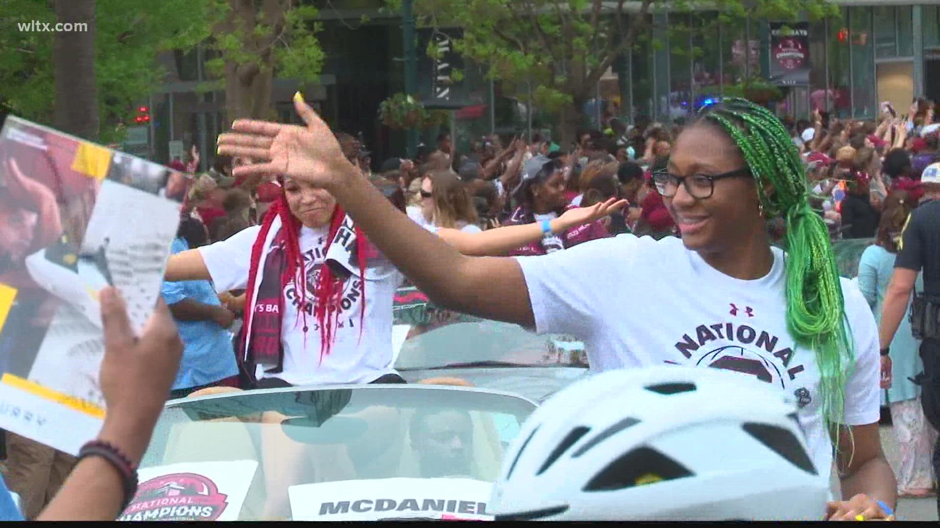 Gamecock Nation celebrated the USC Gamecocks' NCAA championship victory with a parade through Columbia and a special event at the S.C. State House on Wednesday.