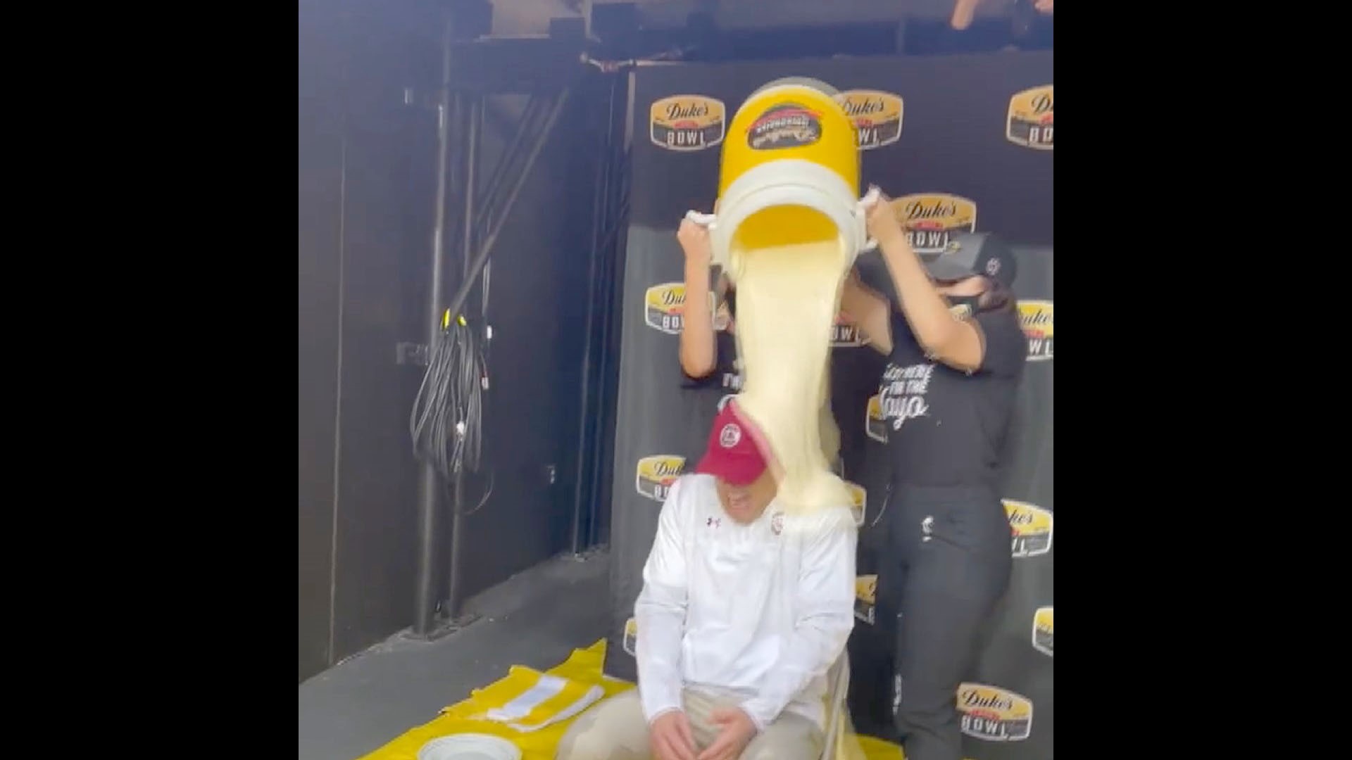 Shane Beamer gets mayo bath for winning Duke's Mayo bowl