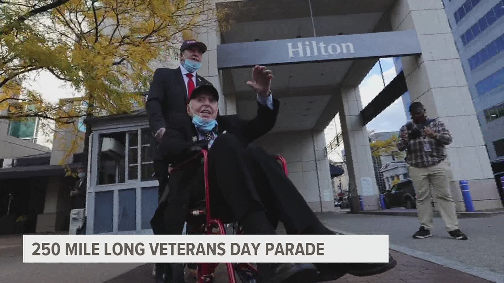 Wwii Veteran Pays Tribute To Fellow Veterans In Longest Covid 19 Safe Veterans Day Parade Wtol Com