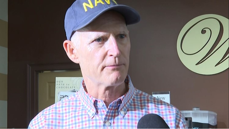 Florida Senator Rick Scott answers questions on climate change during St. Augustine visit