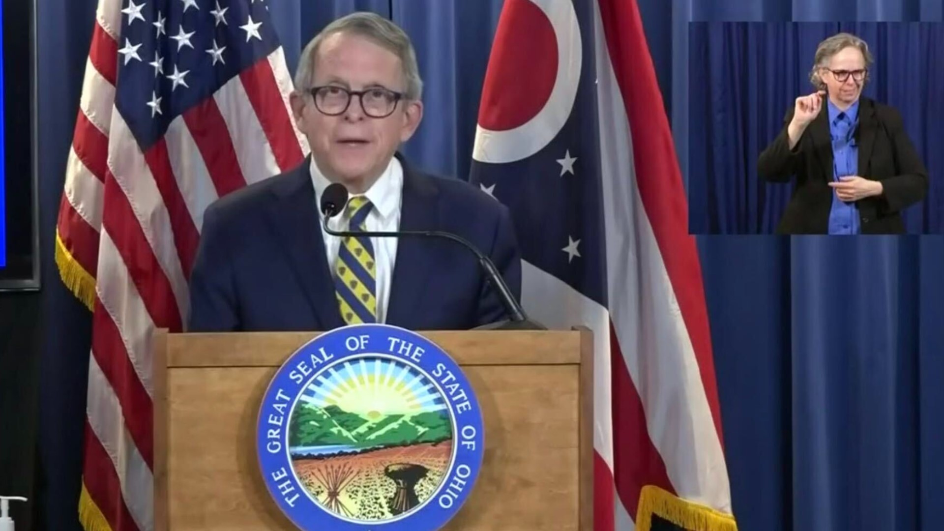 DeWine singled out Sarah Ackman and Michael Murry, saying, 'I rely on them every single day.'