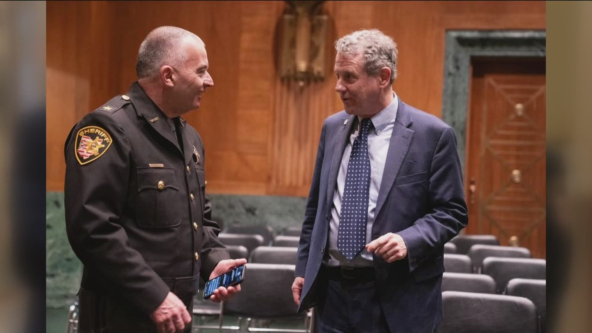 Sheriff Mark Wasylyshyn, a Republican, was invited by Ohio Sen. Sherrod Brown, a Democrat. The two put aside party affiliation to work together toward their goals.