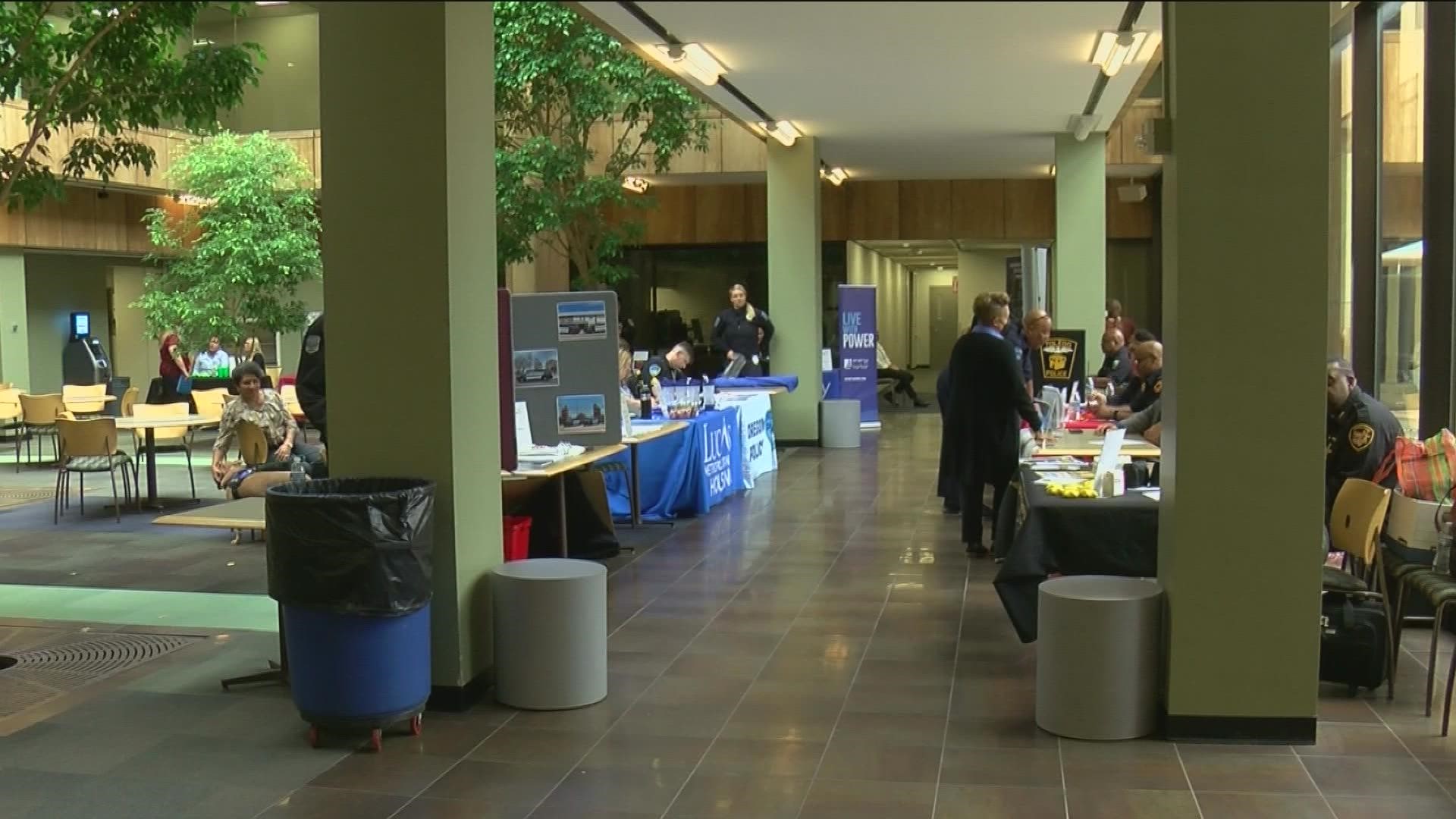Multiple public safety organizations gathered under one roof for the first time to offer people a chance to apply in person for their organizations.