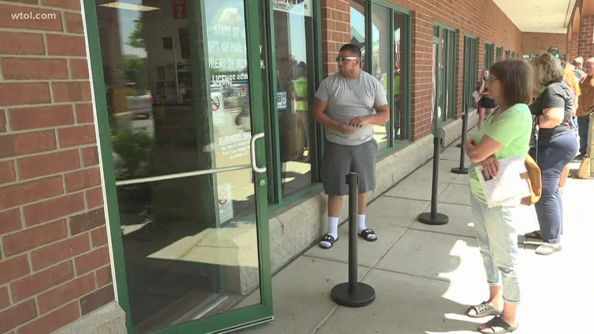 Though many activities could be completed entirely online, many waited in outdoor lines for BMV services Tuesday