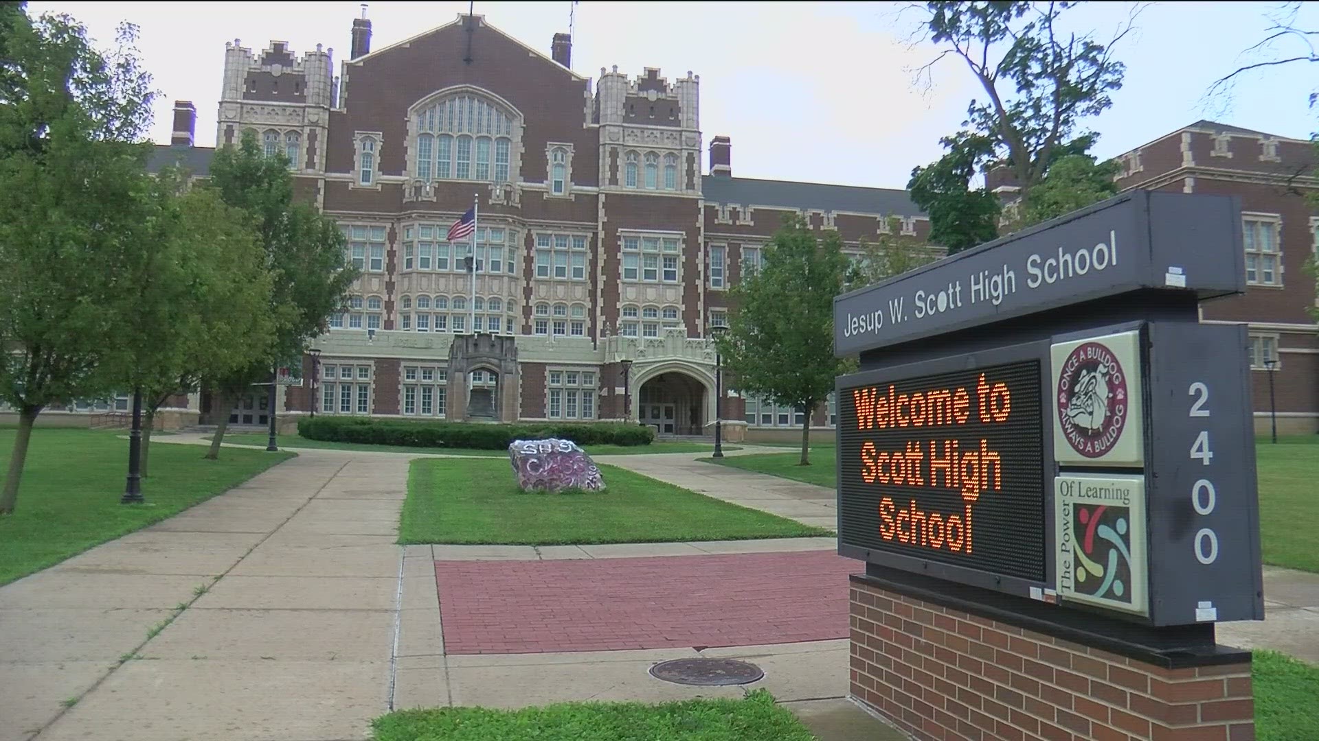 According to a 911 call, at least 50 people were fighting on the football field.