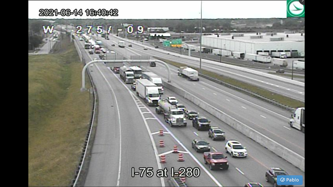 Traffic backed up on I75 due to crash just north of Alexis Road