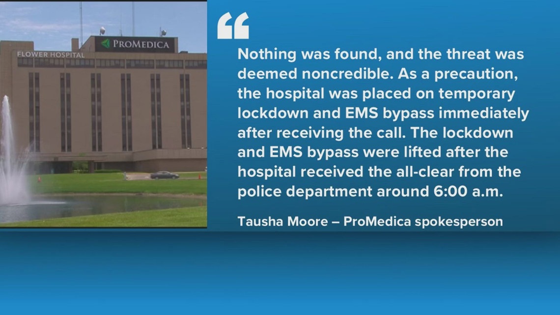 ProMedica Flower Hospital receives non-credible bomb threat early Wednesday, spokesperson confirms
