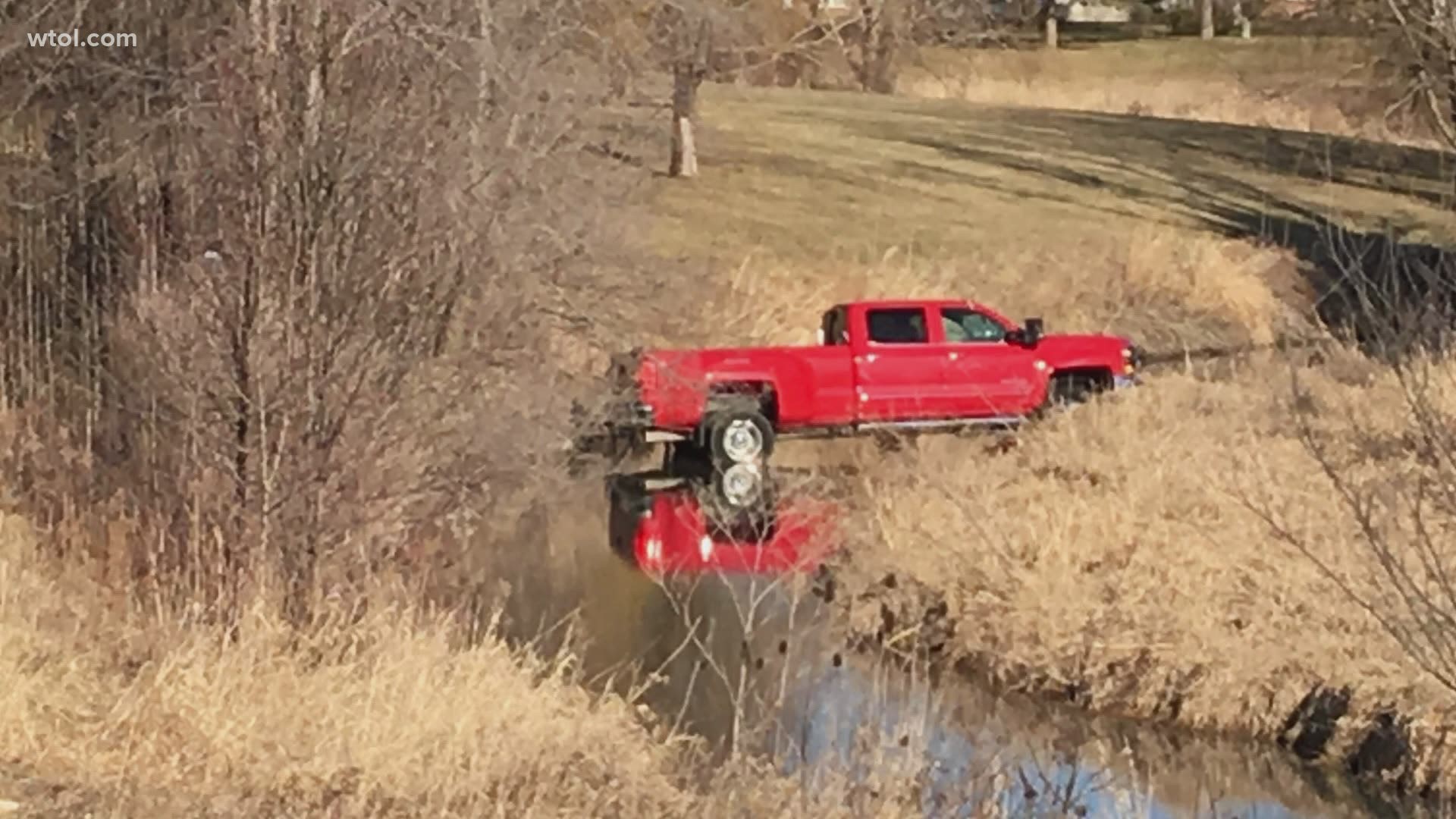 Man led police on a chase before crashing into a creek.