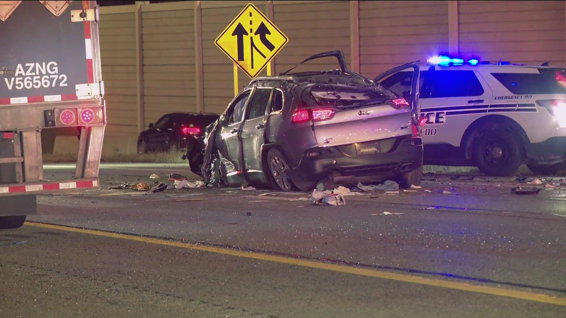 The 3 individuals inside the car were taken to the hospital. The southbound lanes were closed while police cleaned up the scene.