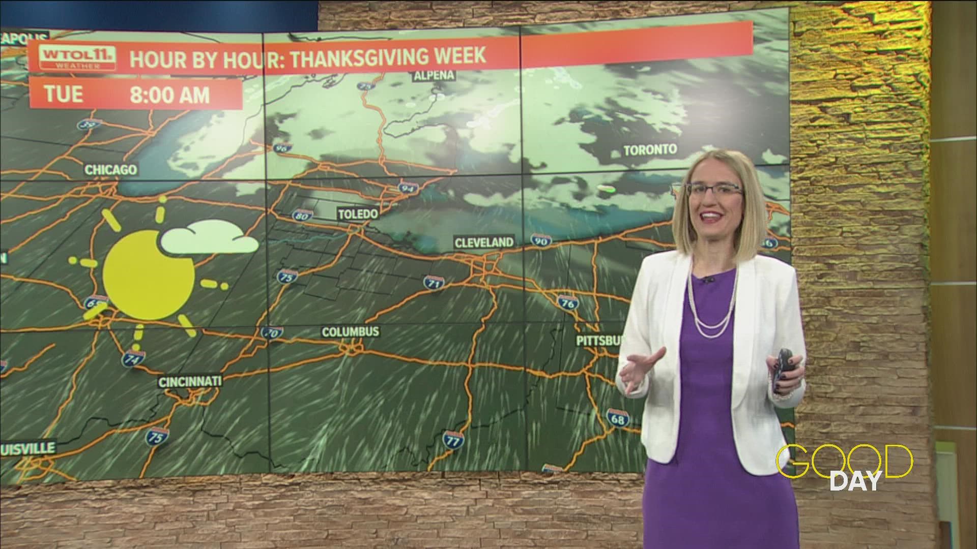 Expect sunshine and temps in the 50s through the rest of the week for Thanksgiving travel and festivities.