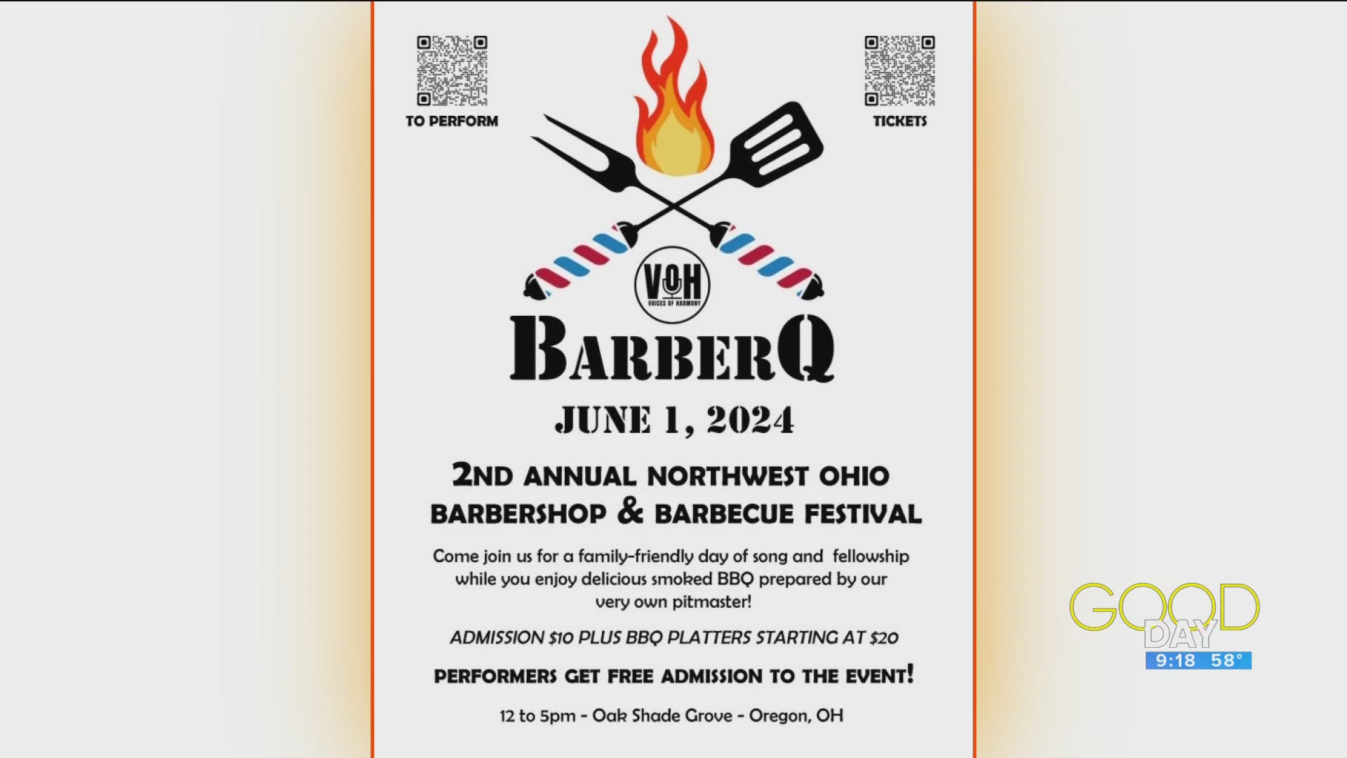 Tom Pendleton and Bruce Gardner from Voices of Harmony talk the Northwest Ohio Barbershop and Barbecue Festival.