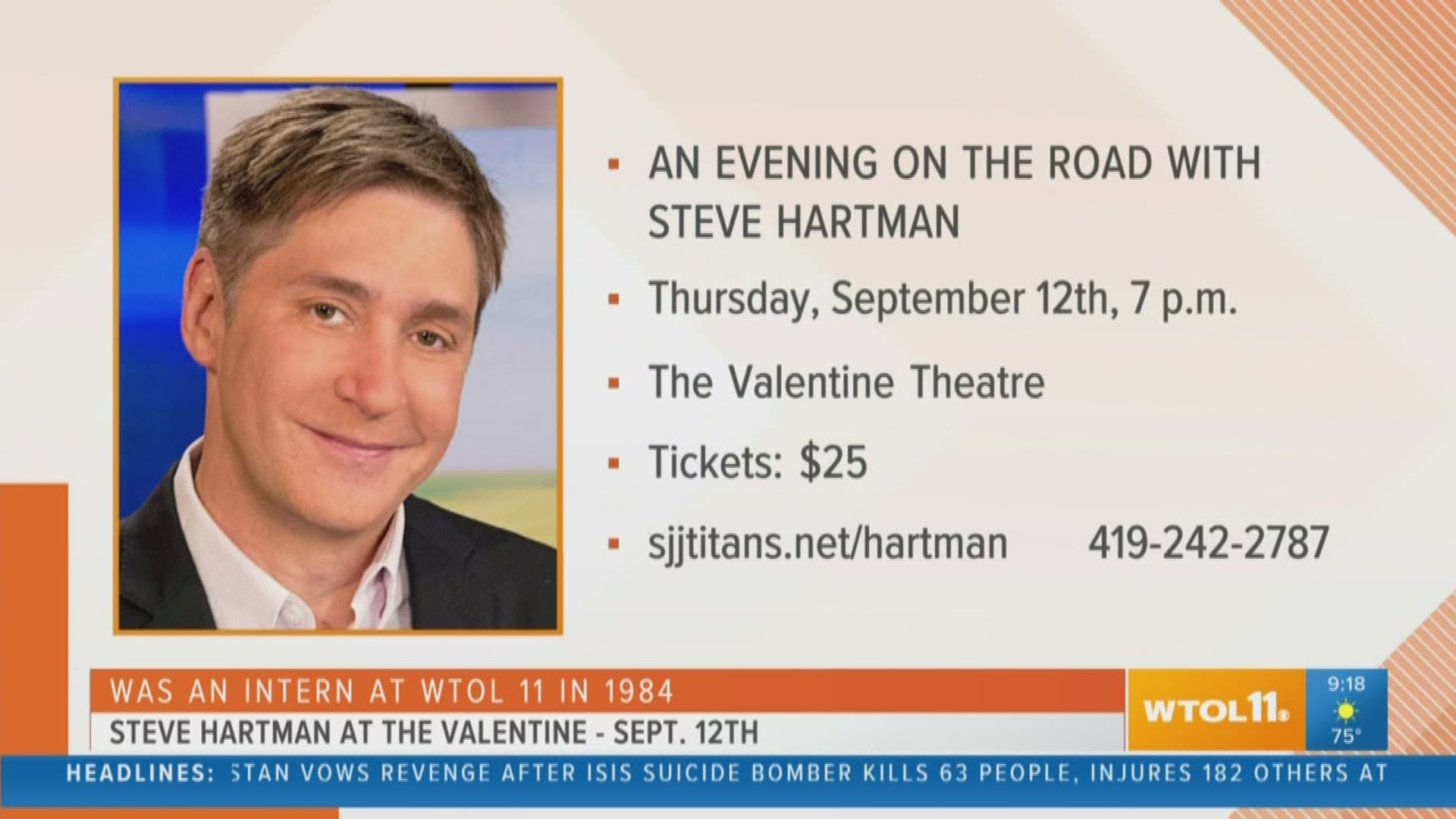 Get your tickets to see Steve Hartman at The Valentine Theater on Sept. 12!