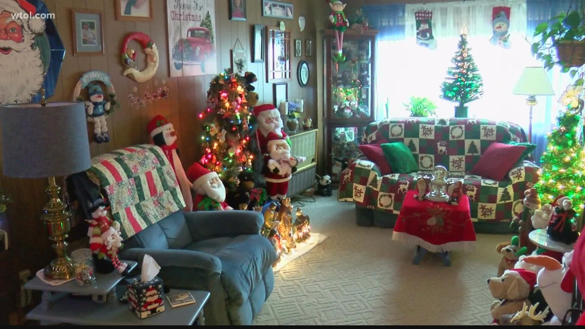 The Holland, Ohio woman's house is packed with Christmas-themed items.
